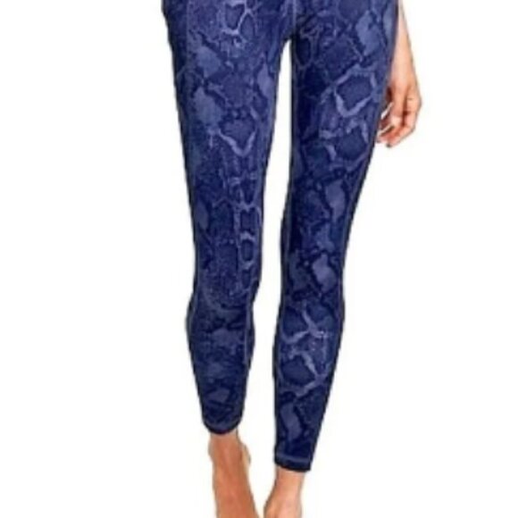 Victorias Secret Leggings Womens Size 10 Blue Snake Print 7/8 Length High Rise - Picture 2 of 11